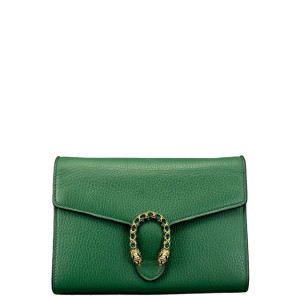 Gucci Mini Dionysus Chain Wallet Grained Calfskin Green