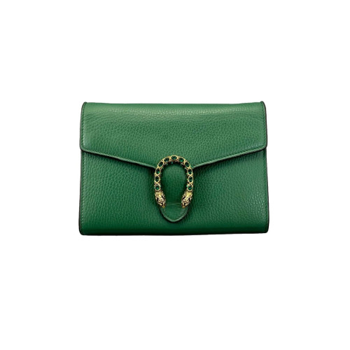 Gucci Mini Dionysus Chain Wallet Grained Calfskin Green
