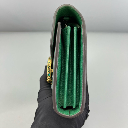 Gucci Mini Dionysus Chain Wallet Grained Calfskin Green