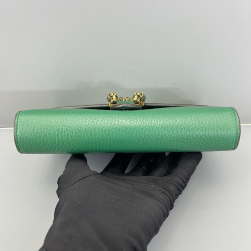 Gucci Mini Dionysus Chain Wallet Grained Calfskin Green