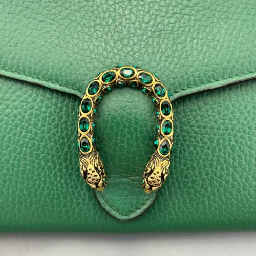 Gucci Mini Dionysus Chain Wallet Grained Calfskin Green