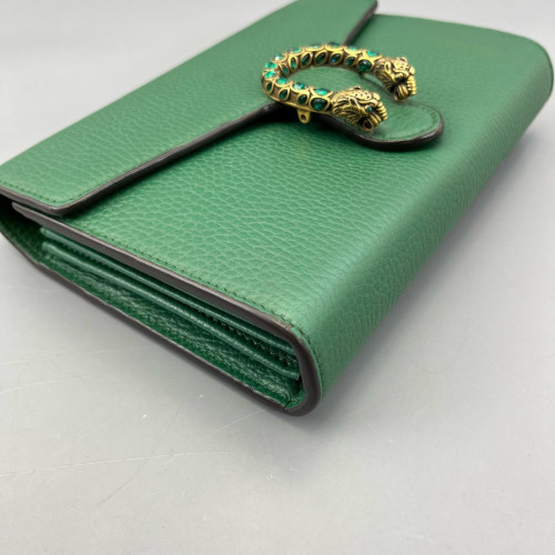 Gucci Mini Dionysus Chain Wallet Grained Calfskin Green