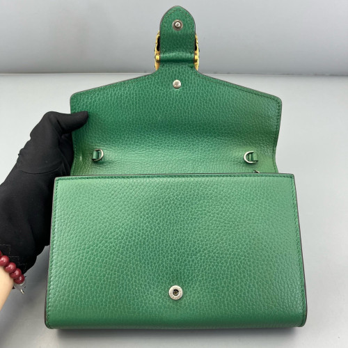 Gucci Mini Dionysus Chain Wallet Grained Calfskin Green