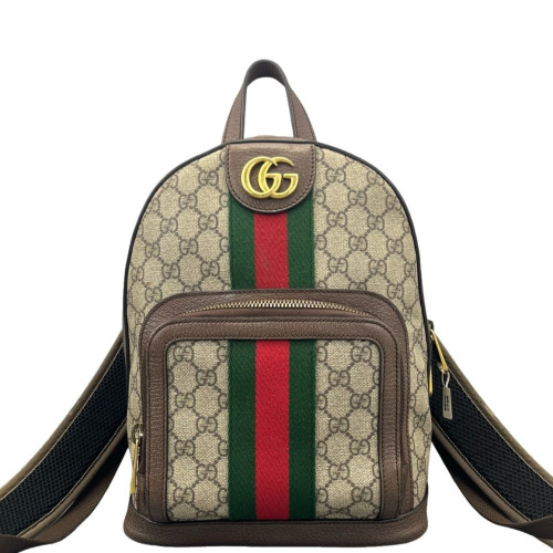 Gucci Small Ophidia Day Backpack GG Supreme Monogram Beige Ebony Beige Brown