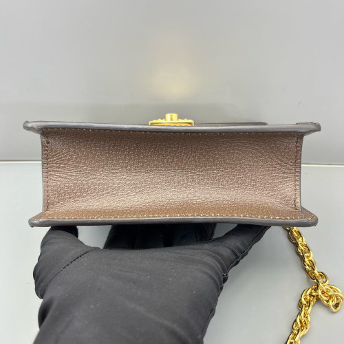 Gucci Web Mini Ophidia Padlock Top Handle Chain Shoulder GG Supreme Monogram Beige Ebony