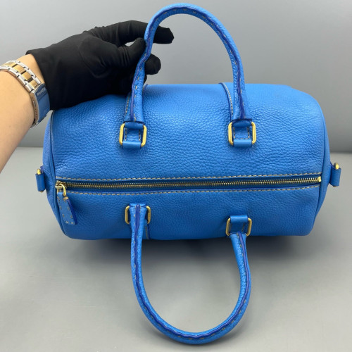 Fendi Boston Bag Calfskin Blue