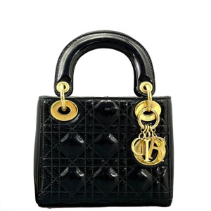Dior Mini Lady Dior Patent Calfskin Black