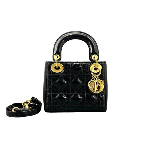 Dior Mini Lady Dior Patent Calfskin Black