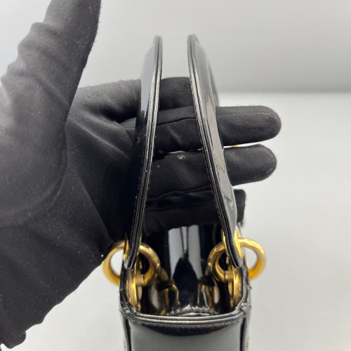 Dior Mini Lady Dior Patent Calfskin Black