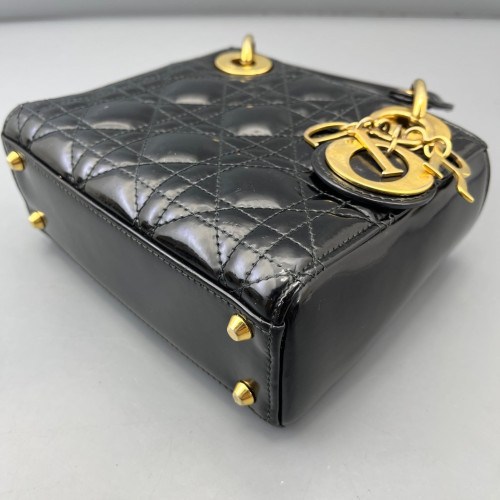 Dior Mini Lady Dior Patent Calfskin Black