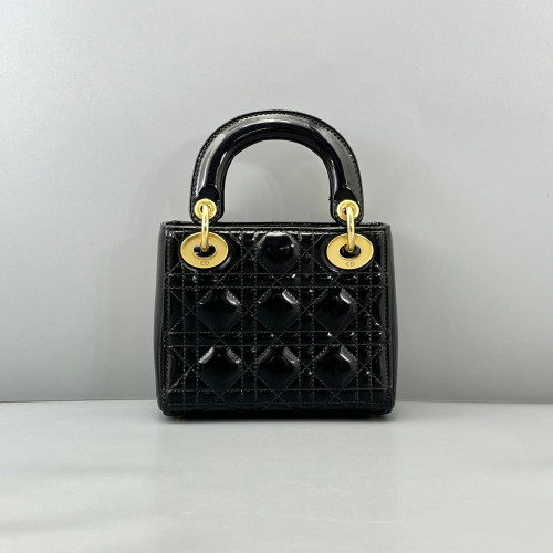 Dior Mini Lady Dior Patent Calfskin Black