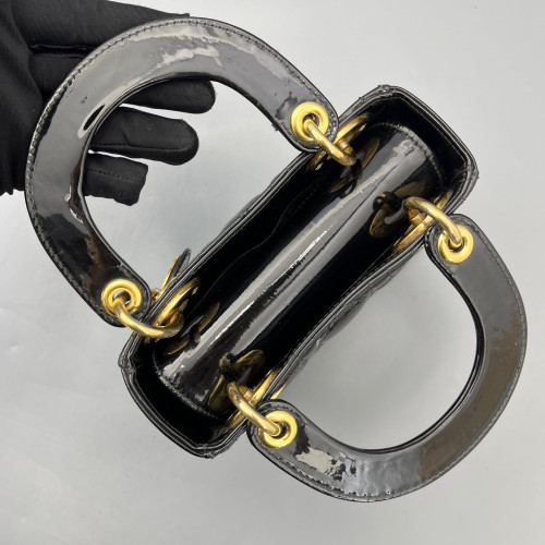 Dior Mini Lady Dior Patent Calfskin Black