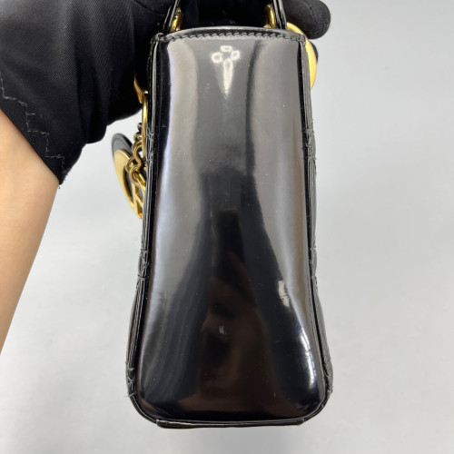Dior Mini Lady Dior Patent Calfskin Black