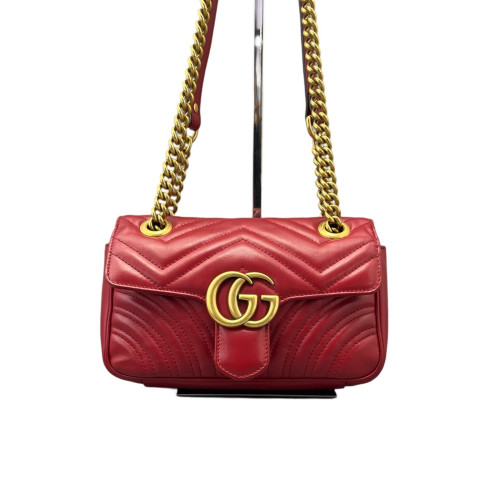 Gucci Matelasse Mini GG Marmont Calfskin Red