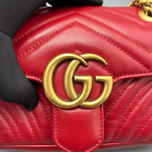 Gucci Matelasse Mini GG Marmont Calfskin Red