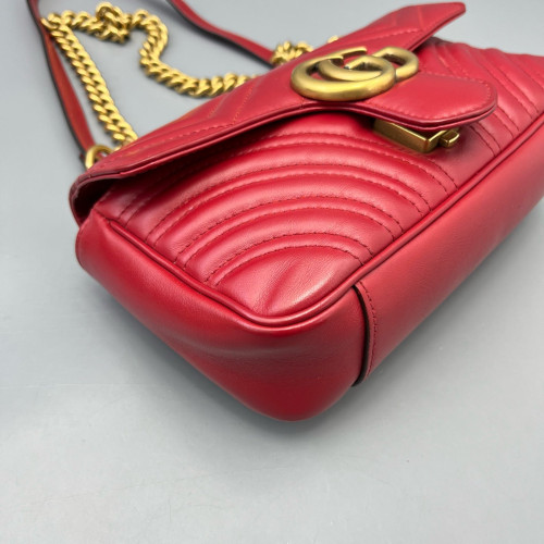 Gucci Matelasse Mini GG Marmont Calfskin Red