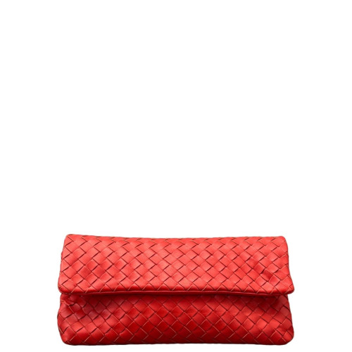 Bottega Veneta Clutch Lambskin Intrecciato Nappa Red Bottega Veneta Clutch Lambskin Intrecciato Nappa Red