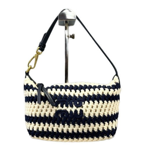Miu Miu Mini Spirit Bag Calfskin Fabric Blue White Miu Miu Mini Spirit Bag Calfskin Fabric Blue White