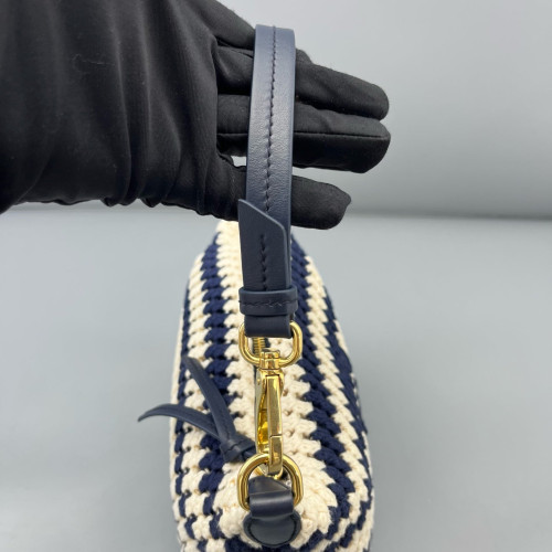 Miu Miu Mini Spirit Bag Calfskin Fabric Blue White Miu Miu Mini Spirit Bag Calfskin Fabric Blue White