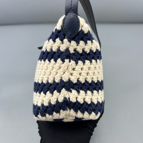 Miu Miu Mini Spirit Bag Calfskin Fabric Blue White Miu Miu Mini Spirit Bag Calfskin Fabric Blue White