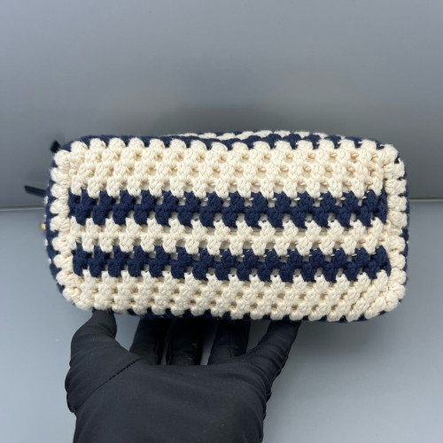 Miu Miu Mini Spirit Bag Calfskin Fabric Blue White Miu Miu Mini Spirit Bag Calfskin Fabric Blue White