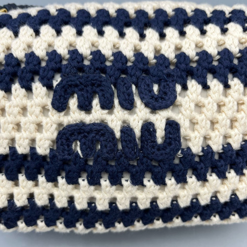 Miu Miu Mini Spirit Bag Calfskin Fabric Blue White Miu Miu Mini Spirit Bag Calfskin Fabric Blue White