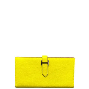 Hermes Bearn Gusset Wallet Epsom 9R Lime