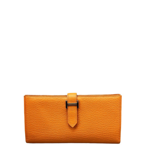 Hermes Passant Vertical Wallet Chevre Mysore 93 Orange