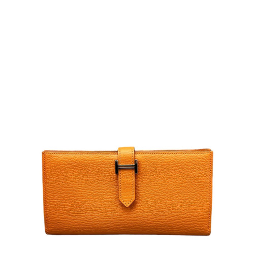 Hermes Passant Vertical Wallet Chevre Mysore 93 Orange