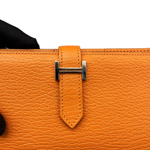 Hermes Passant Vertical Wallet Chevre Mysore 93 Orange