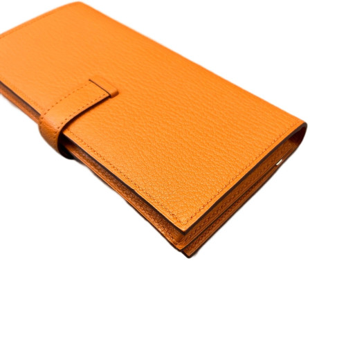 Hermes Passant Vertical Wallet Chevre Mysore 93 Orange