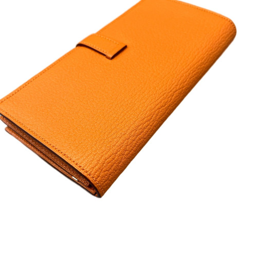 Hermes Passant Vertical Wallet Chevre Mysore 93 Orange