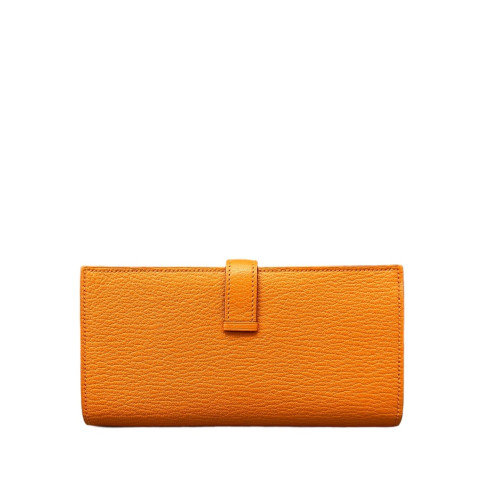 Hermes Passant Vertical Wallet Chevre Mysore 93 Orange
