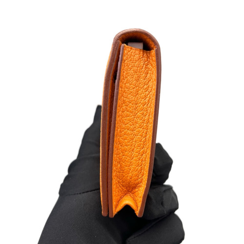 Hermes Passant Vertical Wallet Chevre Mysore 93 Orange