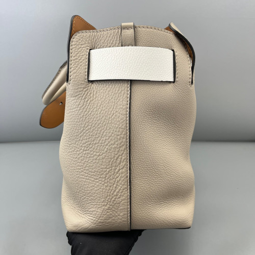 Burberry Belt Tote Calfskin Grey White Brown