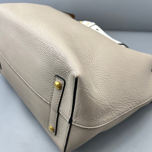 Burberry Belt Tote Calfskin Grey White Brown