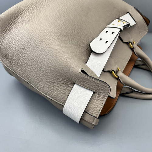 Burberry Belt Tote Calfskin Grey White Brown