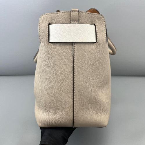 Burberry Belt Tote Calfskin Grey White Brown