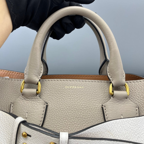 Burberry Belt Tote Calfskin Grey White Brown