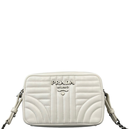 Prada Small Diagramme Camera Calfskin White