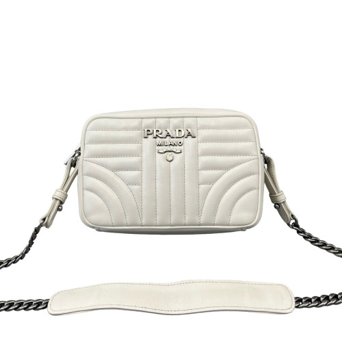Prada Small Diagramme Camera Calfskin White