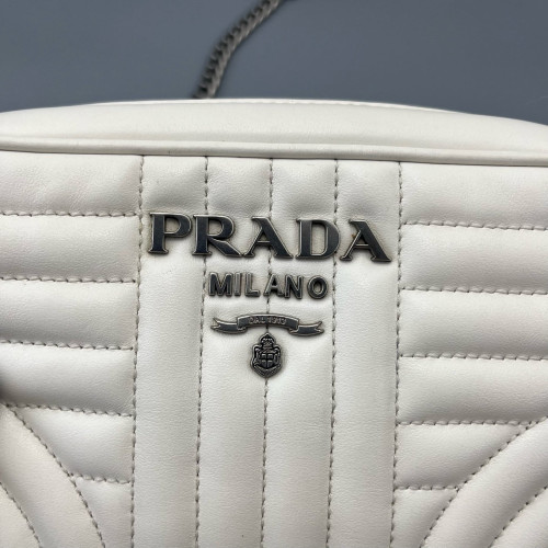 Prada Small Diagramme Camera Calfskin White