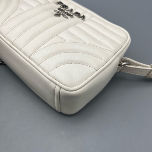 Prada Small Diagramme Camera Calfskin White