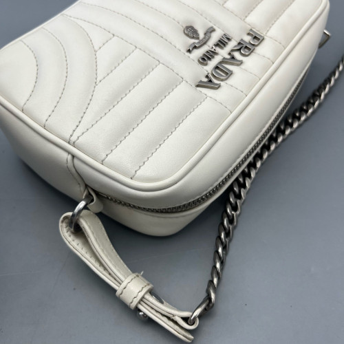Prada Small Diagramme Camera Calfskin White
