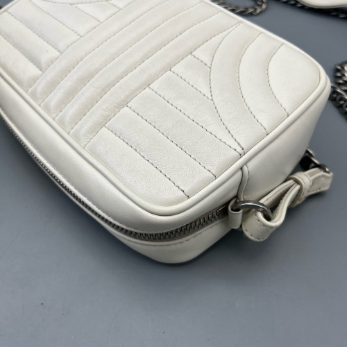 Prada Small Diagramme Camera Calfskin White