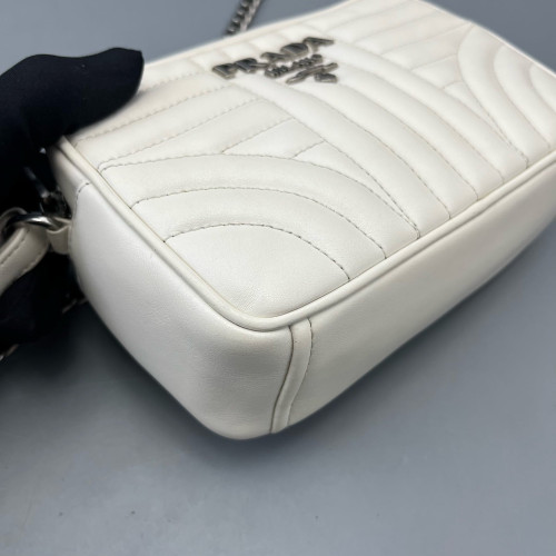 Prada Small Diagramme Camera Calfskin White