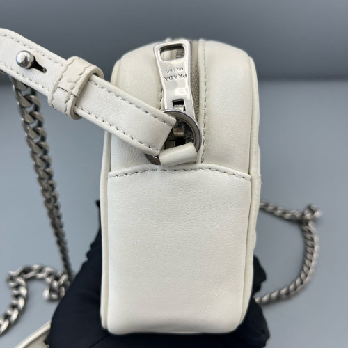 Prada Small Diagramme Camera Calfskin White