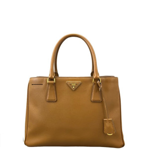 Prada Medium Galleria Double Zip Tote Saffiano Calfskin Tan