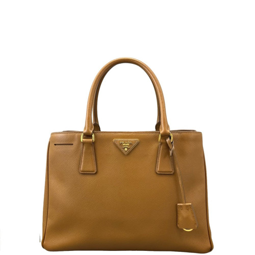 Prada Medium Galleria Double Zip Tote Saffiano Calfskin Tan