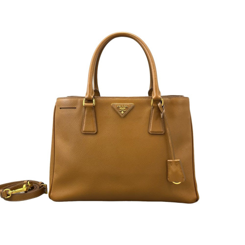 Prada Medium Galleria Double Zip Tote Saffiano Calfskin Tan